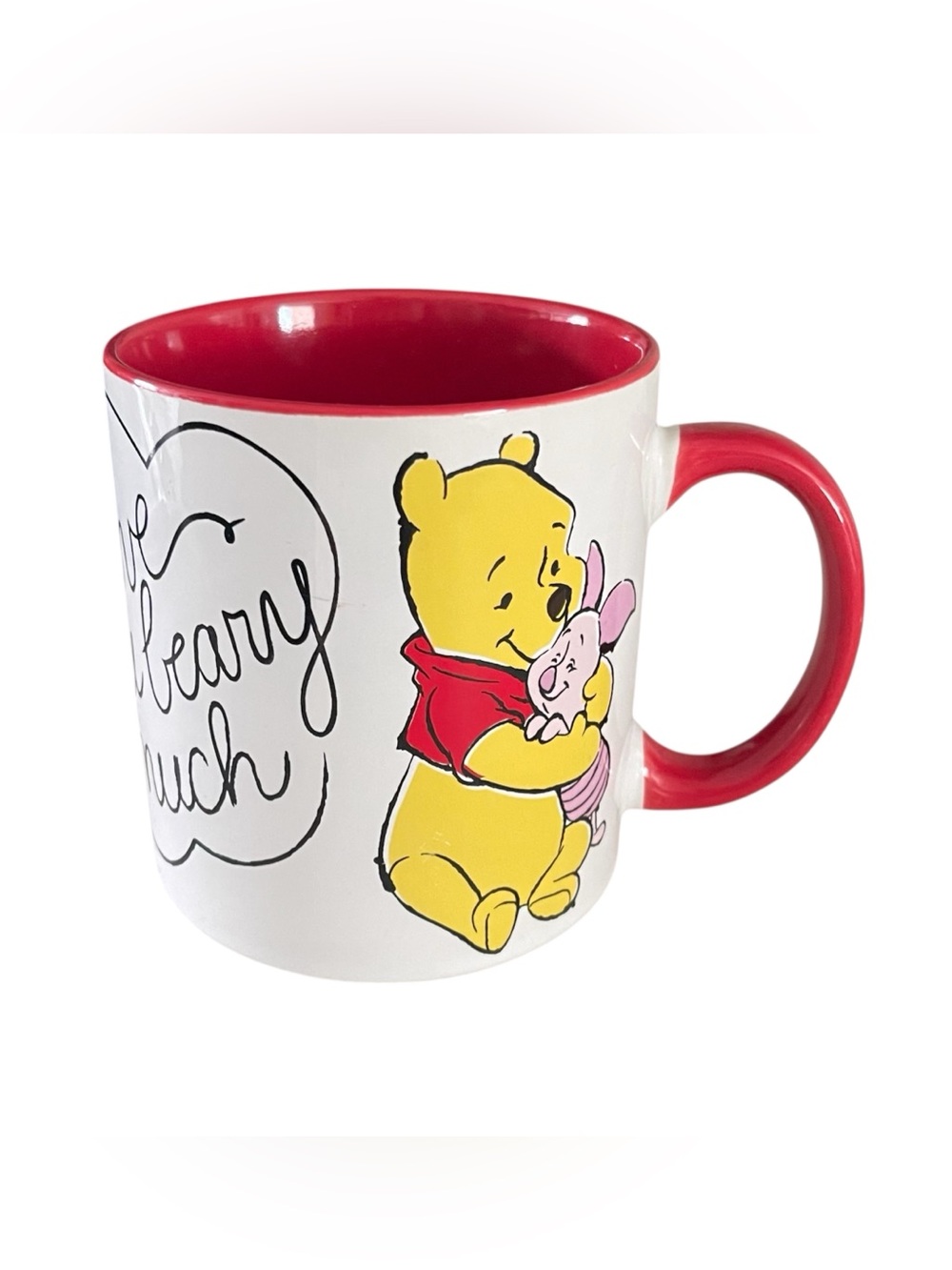 Disney Winnie the Pooh & Piglet Ceramic Mug with Red Interior and Handle